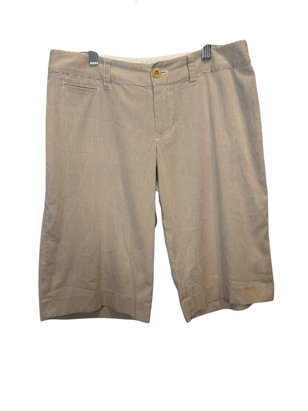 Vintage Ralph Lauren Rugby Striped Bermuda Shorts Tan Cream Size 6 Y2K Rare